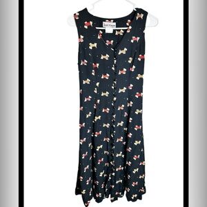 Vintage 90s Just Choon Scottish Terrier Dog Button Dress Size Small